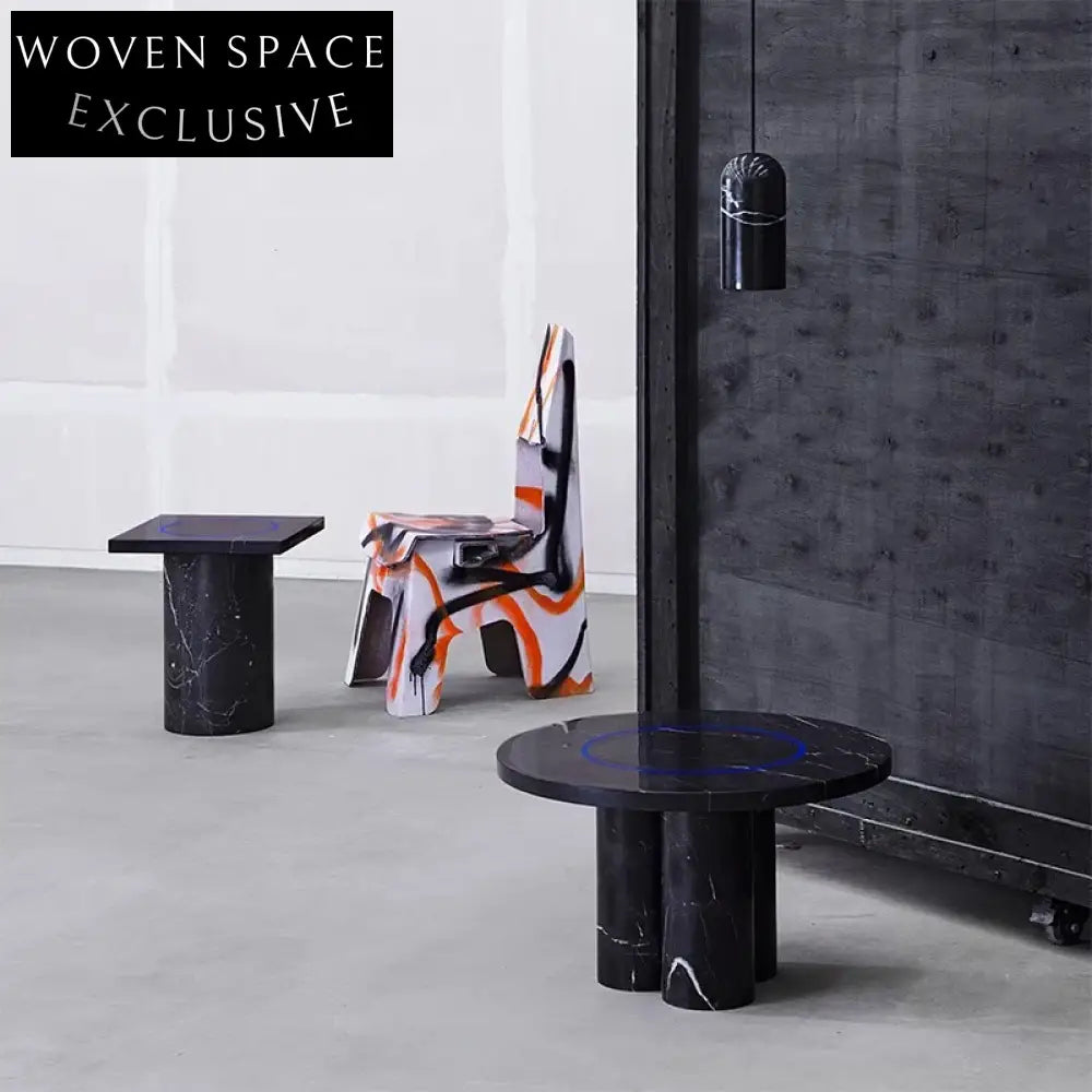 Luxury Modern Marble Coffee Table Set for Living Room, Round & Rectangle