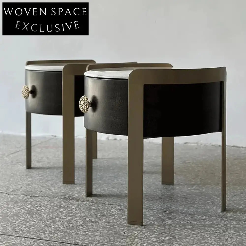 Luxury Modern Marble Nightstand with Drawer - Elegant Bedroom Bedside Table