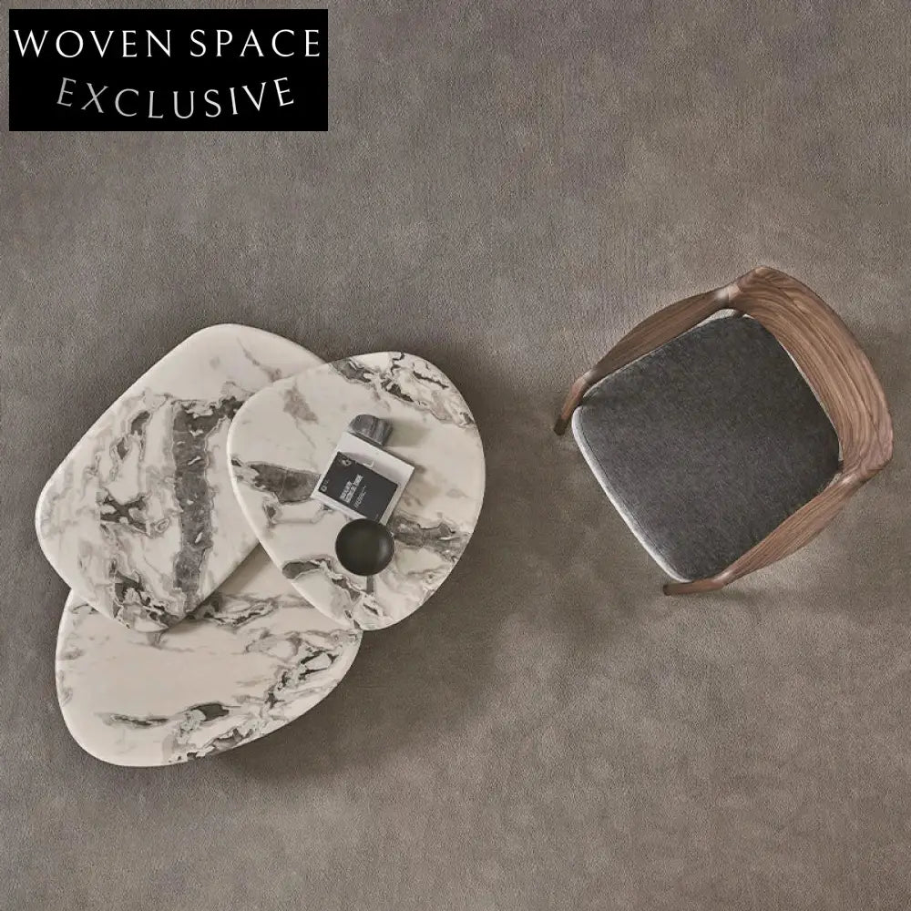 Luxury Modern Marble & Stainless Steel 3-Piece Living Room Coffee Table