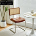 Luxury Modern Metal Frame Rattan Back Armless Dining Accent Chair