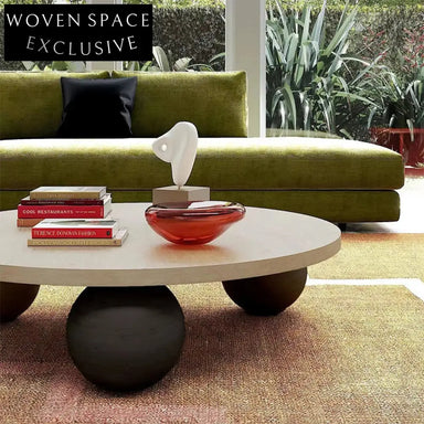 Luxury Modern Nordic Solid Wood Low Living Room Ball Base Coffee Table