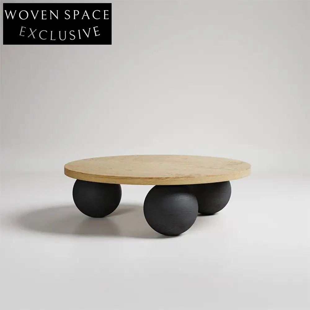 Luxury Modern Nordic Solid Wood Low Living Room Ball Base Coffee Table