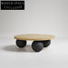 Luxury Modern Nordic Solid Wood Low Living Room Ball Base Coffee Table