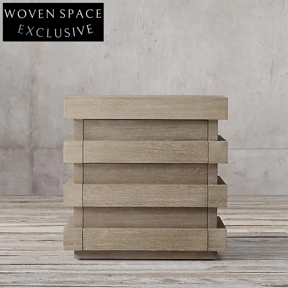 Luxury Modern Oak Wood Nightstand with Drawer - Minimalist Bedroom Storage