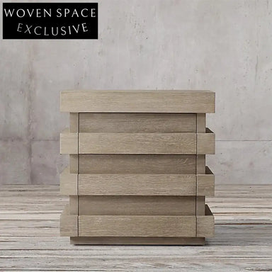 Luxury Modern Oak Wood Nightstand with Drawer - Minimalist Bedroom Storage