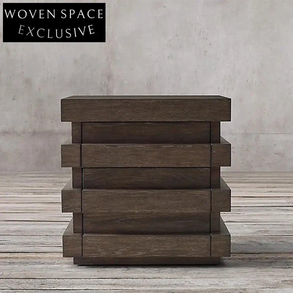 Luxury Modern Oak Wood Nightstand with Drawer - Minimalist Bedroom Storage