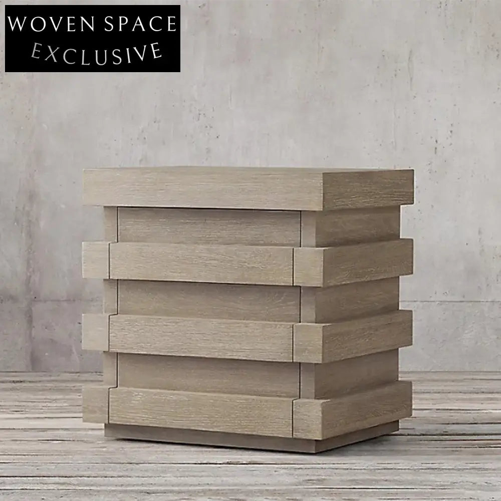 Luxury Modern Oak Wood Nightstand with Drawer - Minimalist Bedroom Storage