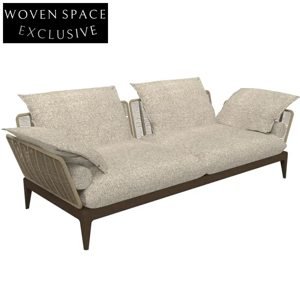 Luxury Modern Outdoor Dining Chair with Braided Rope and Teak Wood Legs