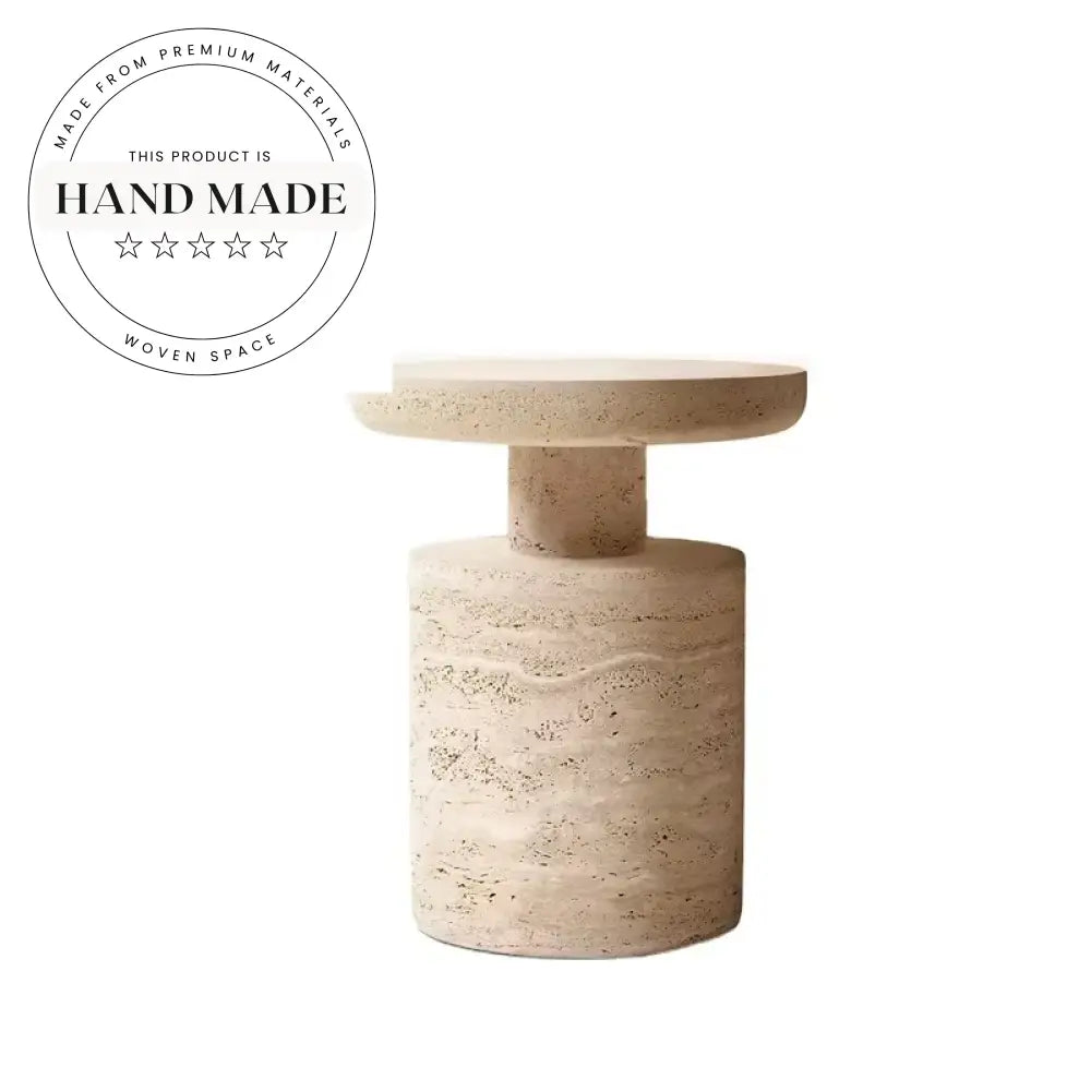 Luxury Modern Oval Travertine Stone Living Room Side Table