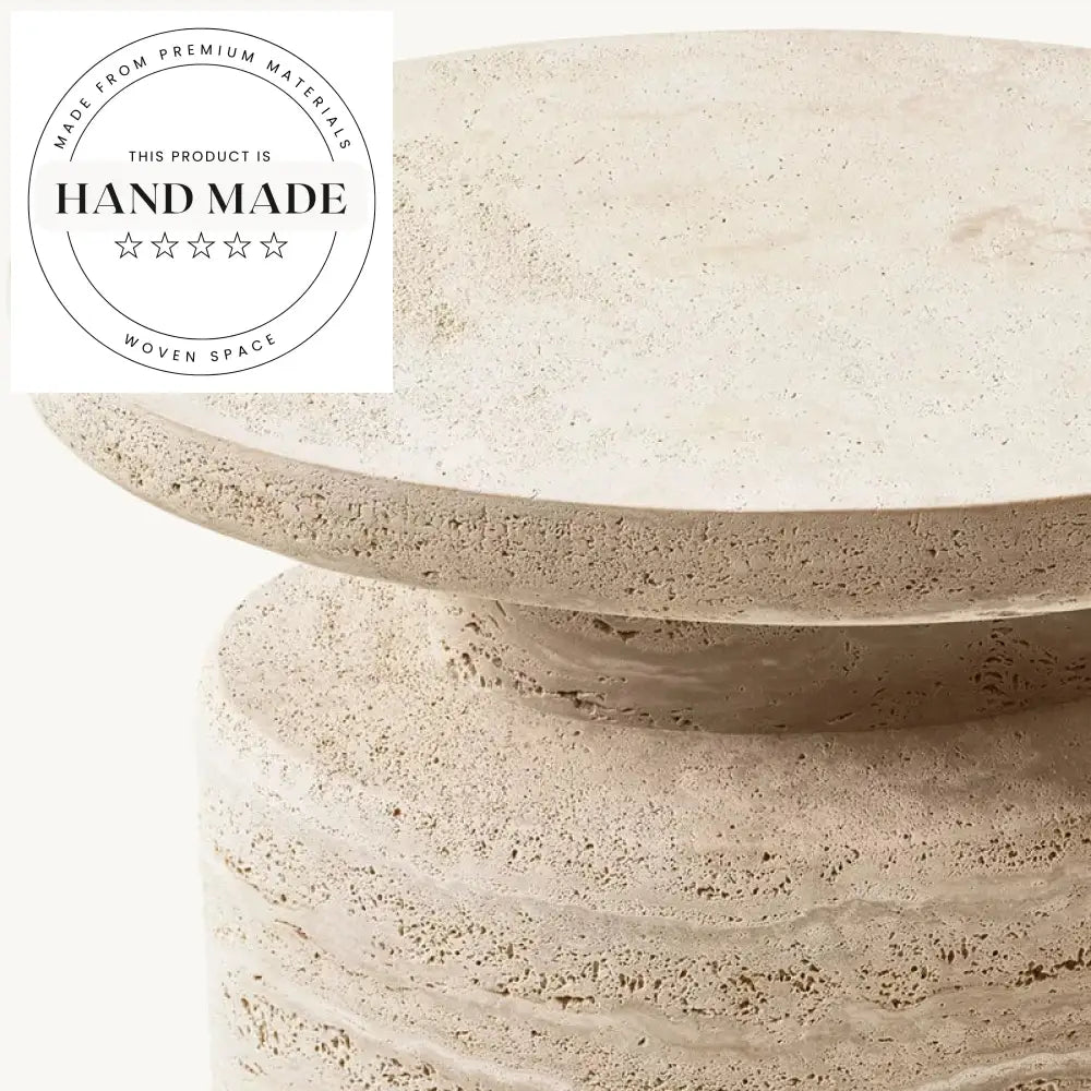 Luxury Modern Oval Travertine Stone Living Room Side Table