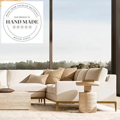 Luxury Modern Oval Travertine Stone Living Room Side Table