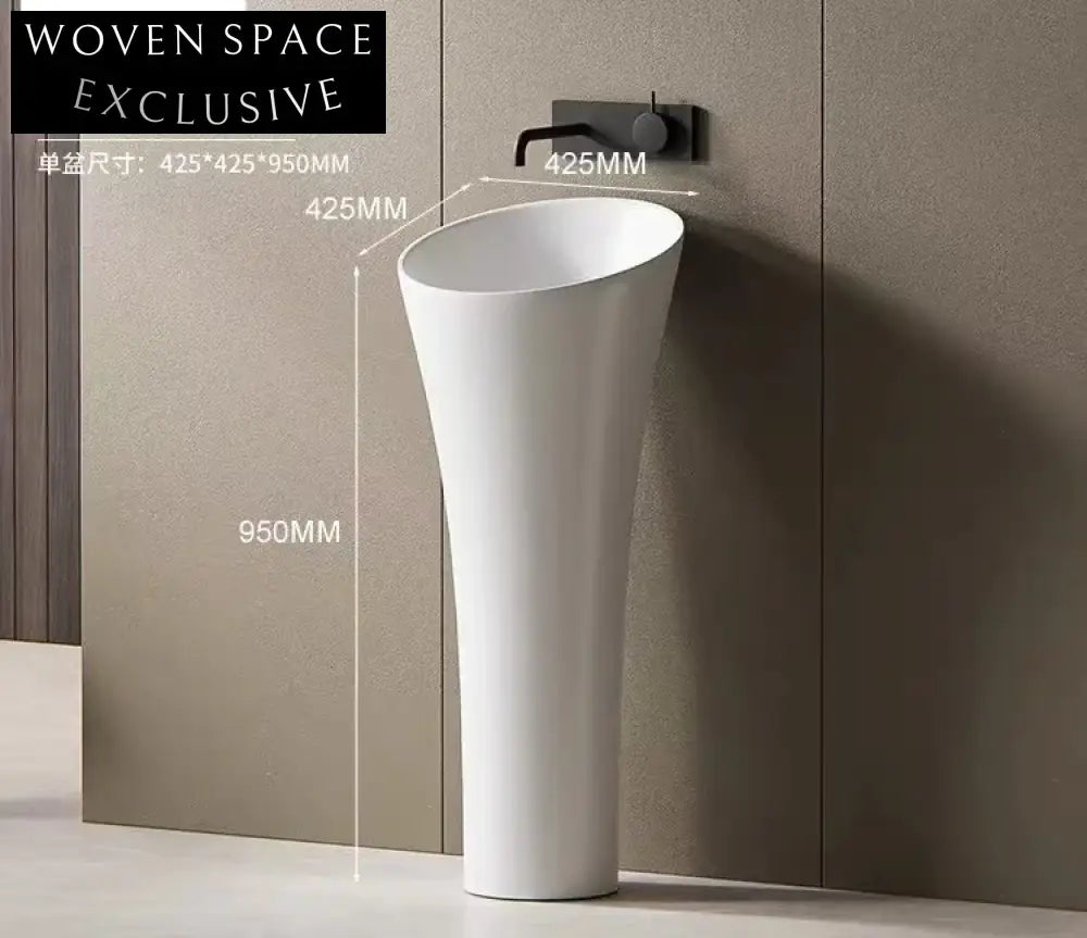 Luxury Modern Round Freestanding Ceramic Pedestal Sink with Elegant Gold Accents
