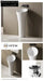 Luxury Modern Round Freestanding Ceramic Pedestal Sink with Elegant Gold Accents