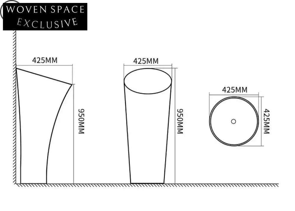 Luxury Modern Round Freestanding Ceramic Pedestal Sink with Elegant Gold Accents