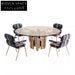 Luxury Modern Round Glass Dining Table, Stainless Steel Base, Six Seats