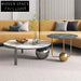 Luxury Modern Round Marble Top Coffee Table, Stainless Steel Base Accent Table