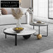 Luxury Modern Round Marble Top Coffee Table, Stainless Steel Base Accent Table