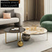 Luxury Modern Round Marble Top Coffee Table, Stainless Steel Base Accent Table