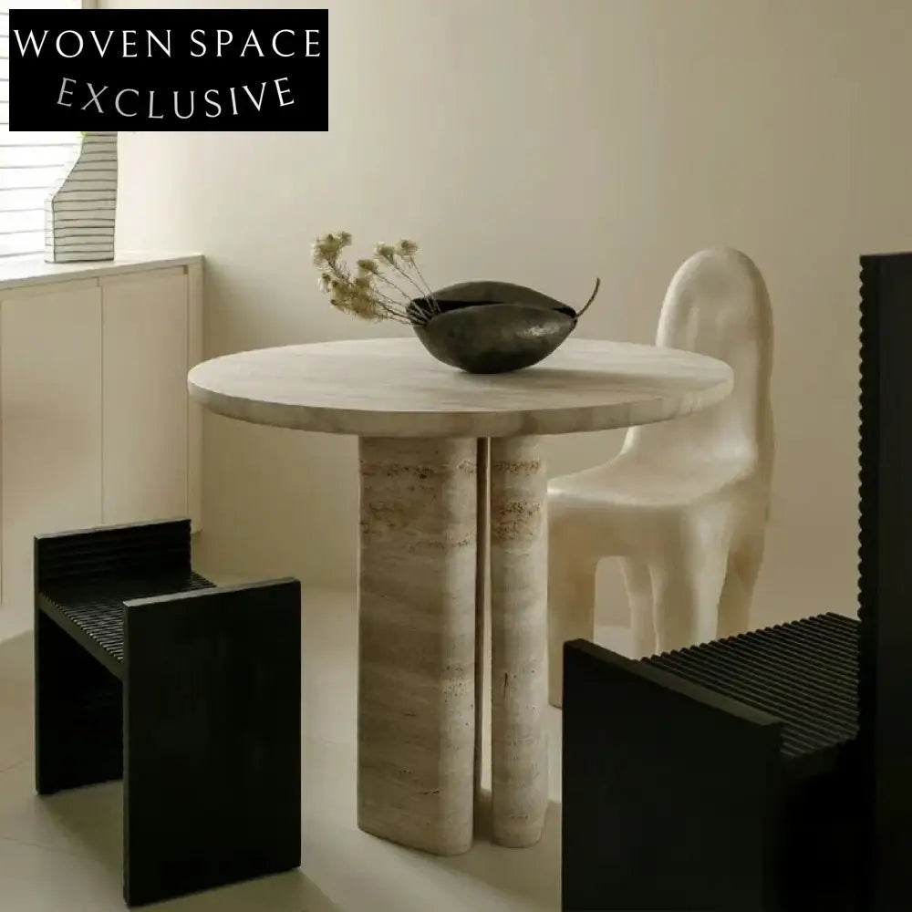 Luxury Modern Round Marble with Cylinder Base Pedestal Dining Table