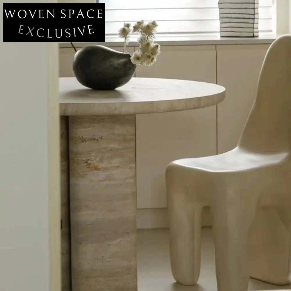 Luxury Modern Round Marble with Cylinder Base Pedestal Dining Table