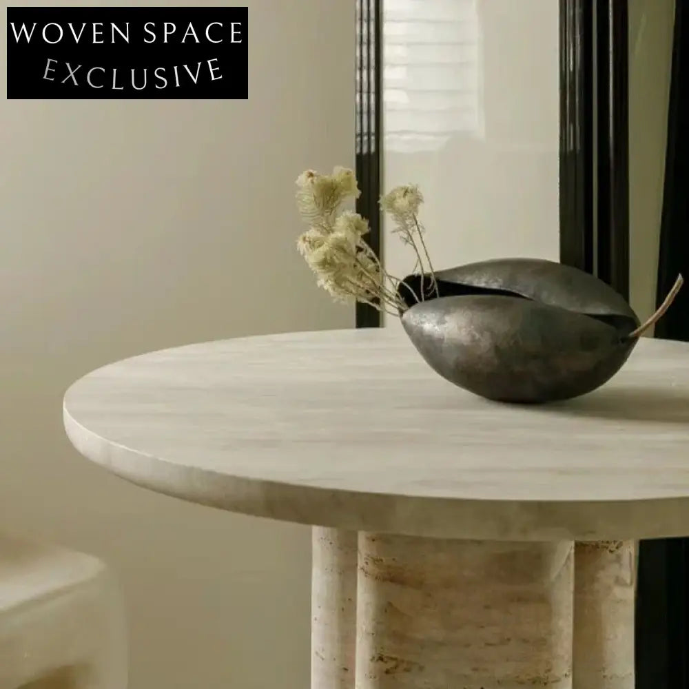 Luxury Modern Round Marble with Cylinder Base Pedestal Dining Table