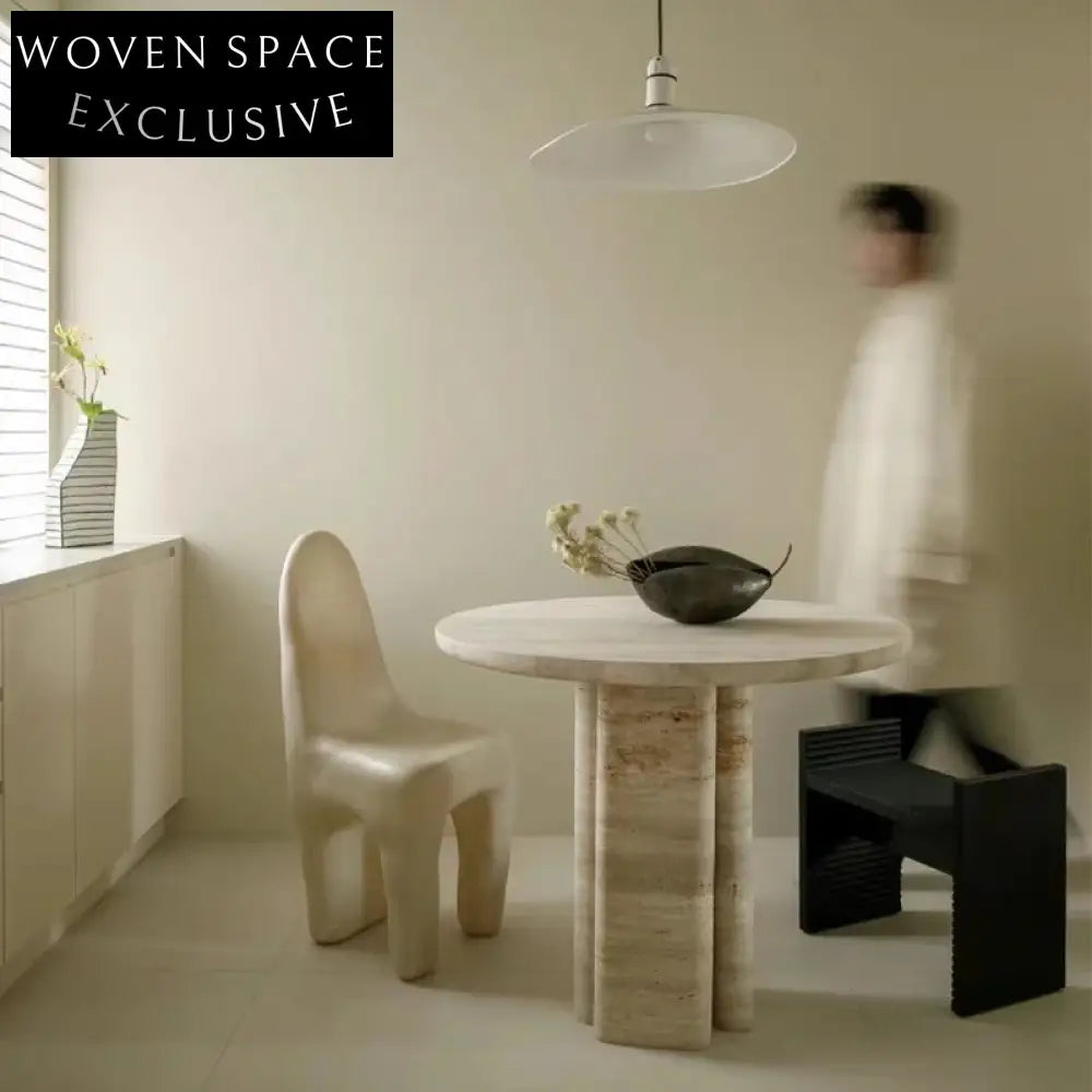 Luxury Modern Round Marble with Cylinder Base Pedestal Dining Table