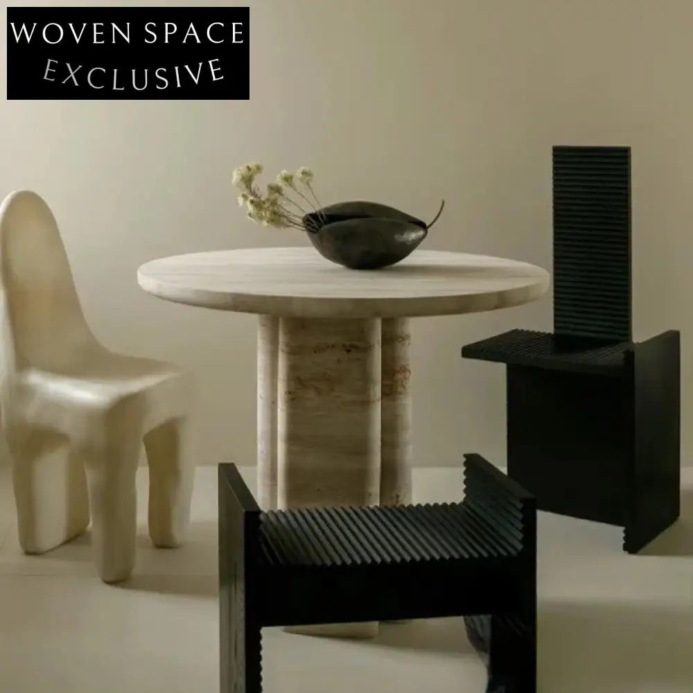 Luxury Modern Round Marble with Cylinder Base Pedestal Dining Table