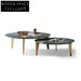 Luxury Modern Round Natural Marble Coffee Table with Golden Metal Frame