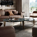 Luxury Modern Round Natural Marble Coffee Table with Golden Metal Frame