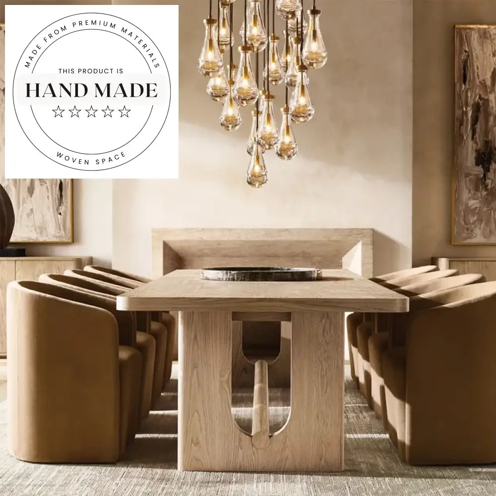 Luxury Modern Solid Oak Wood Rectangular 6 Seater Dining Table