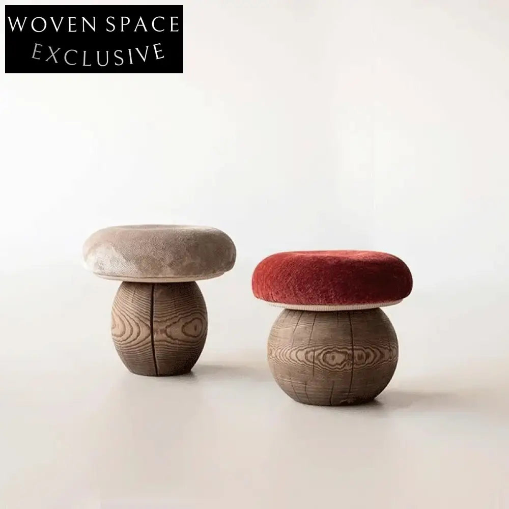 Luxury Modern Solid Wood Ottoman Chair Mushroom Stool for Living Room