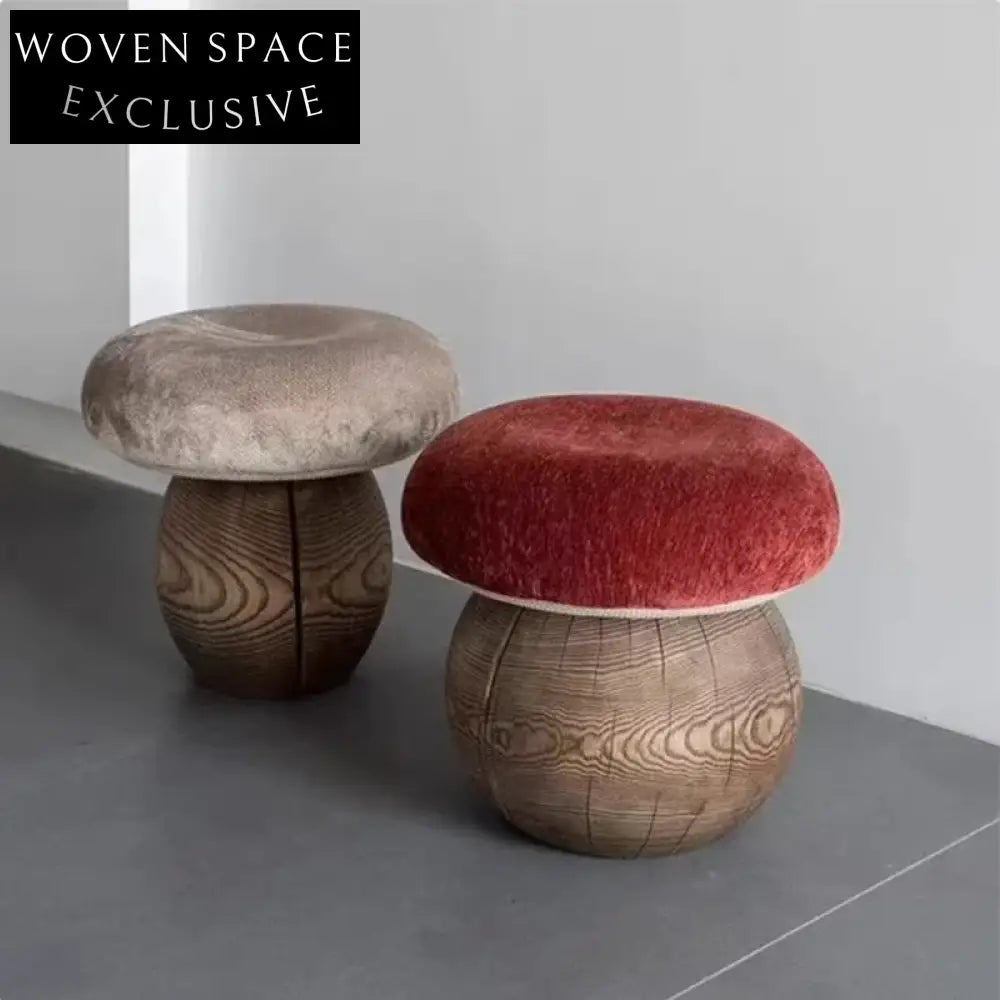 Luxury Modern Solid Wood Ottoman Chair Mushroom Stool for Living Room