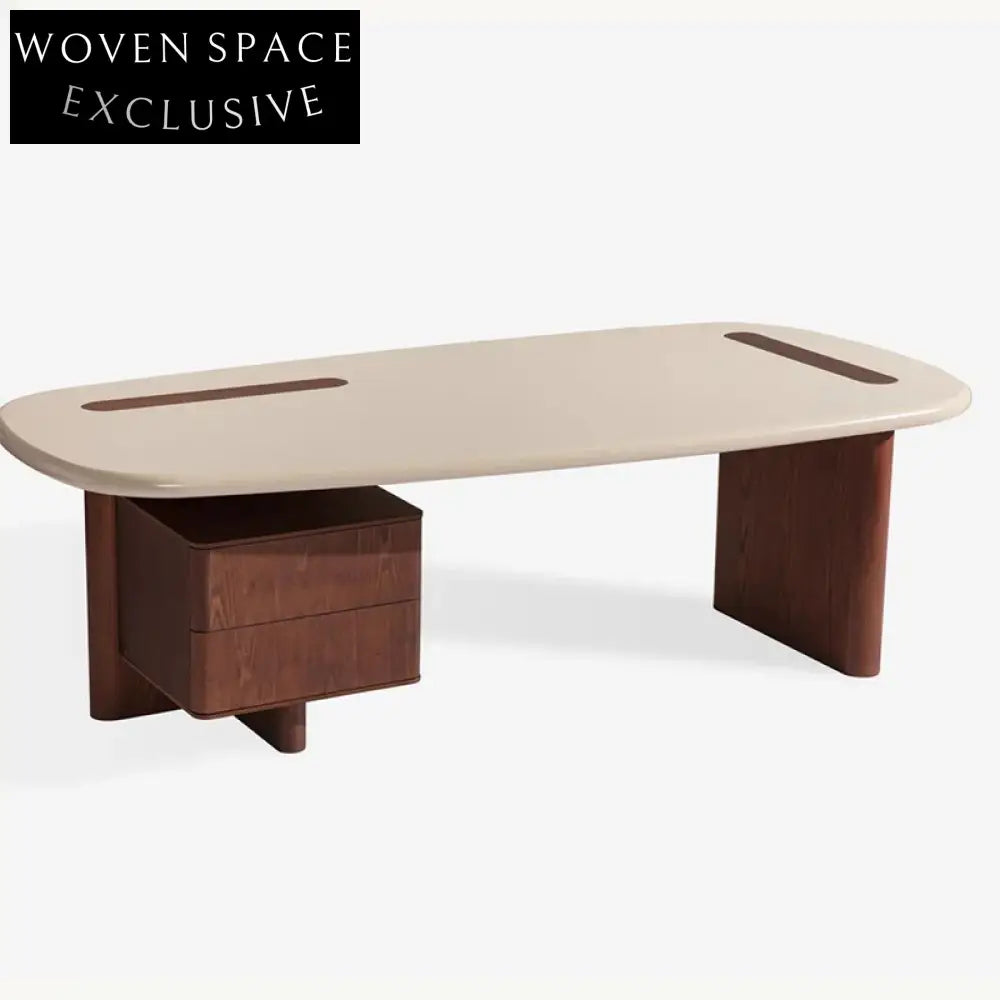 Luxury Modern Solid Wood Travertine Stone Top Versatile Home Office Desk