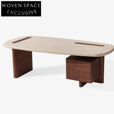 Luxury Modern Solid Wood Travertine Stone Top Versatile Home Office Desk