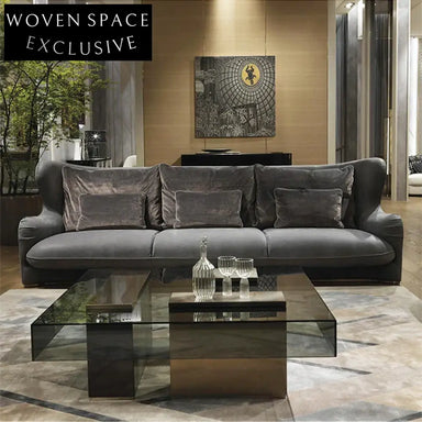 Luxury Modern Square Transparent Glass Gold Metal Living Room Coffee Table
