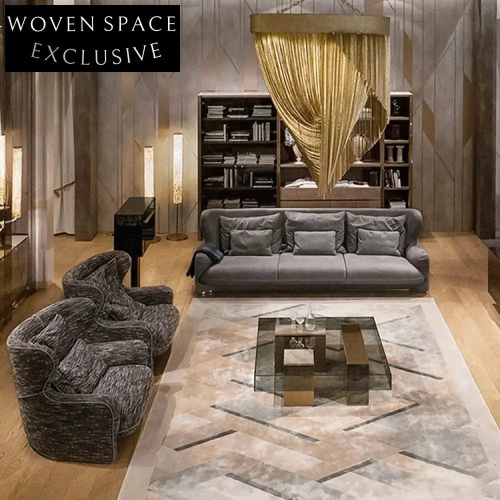 Luxury Modern Square Transparent Glass Gold Metal Living Room Coffee Table
