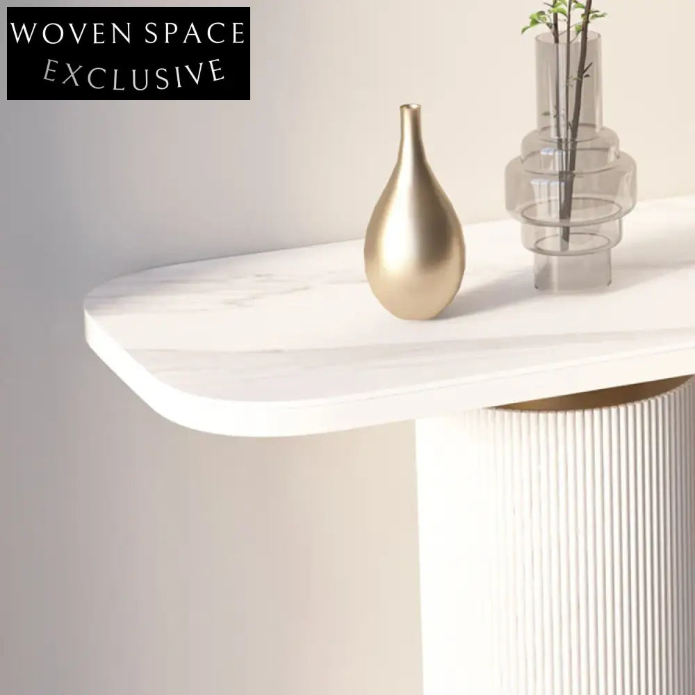 Luxury Modern Stainless Steel Entryway Console Table with Rock Board Top