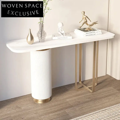 Luxury Modern Stainless Steel Entryway Console Table with Rock Board Top