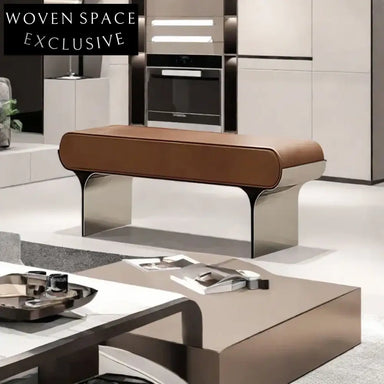 Luxury Modern Stainless Steel Frame Upholstered Bench for Bedroom Entryway