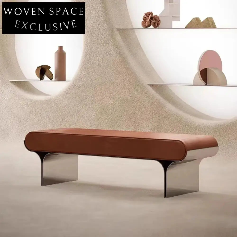 Luxury Modern Stainless Steel Frame Upholstered Bench for Bedroom Entryway