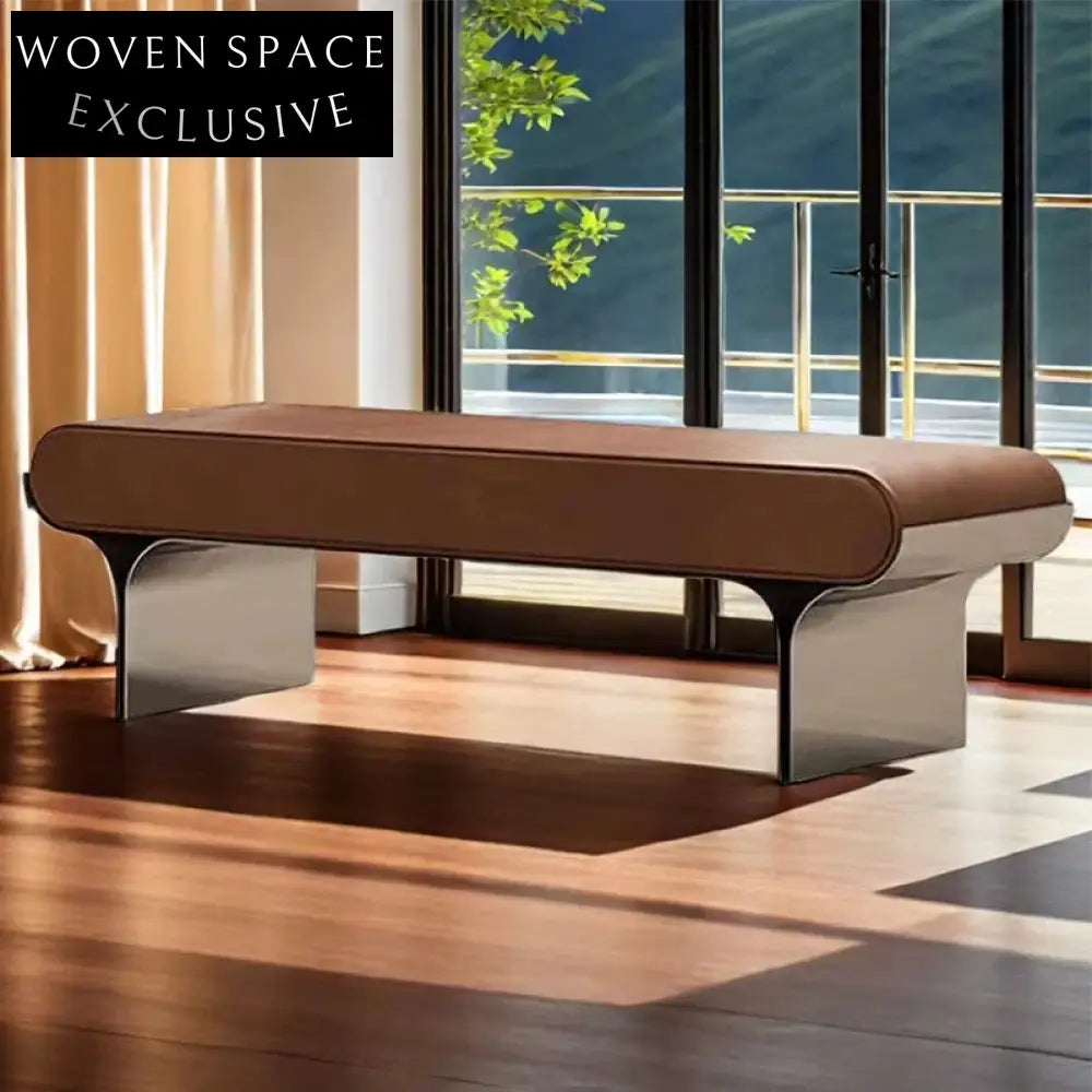 Luxury Modern Stainless Steel Frame Upholstered Bench for Bedroom Entryway