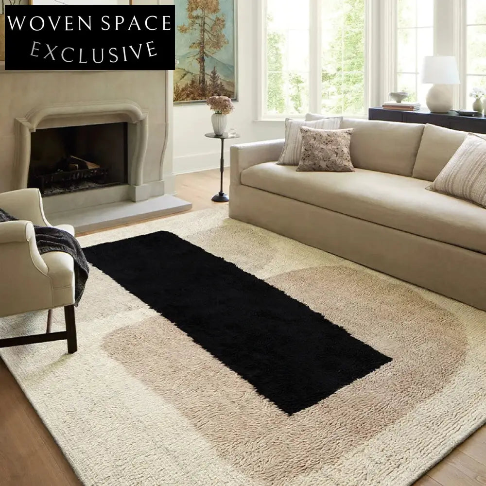 Luxury Modern Style Handmade Long Fur Living Room Geometric Area Rug