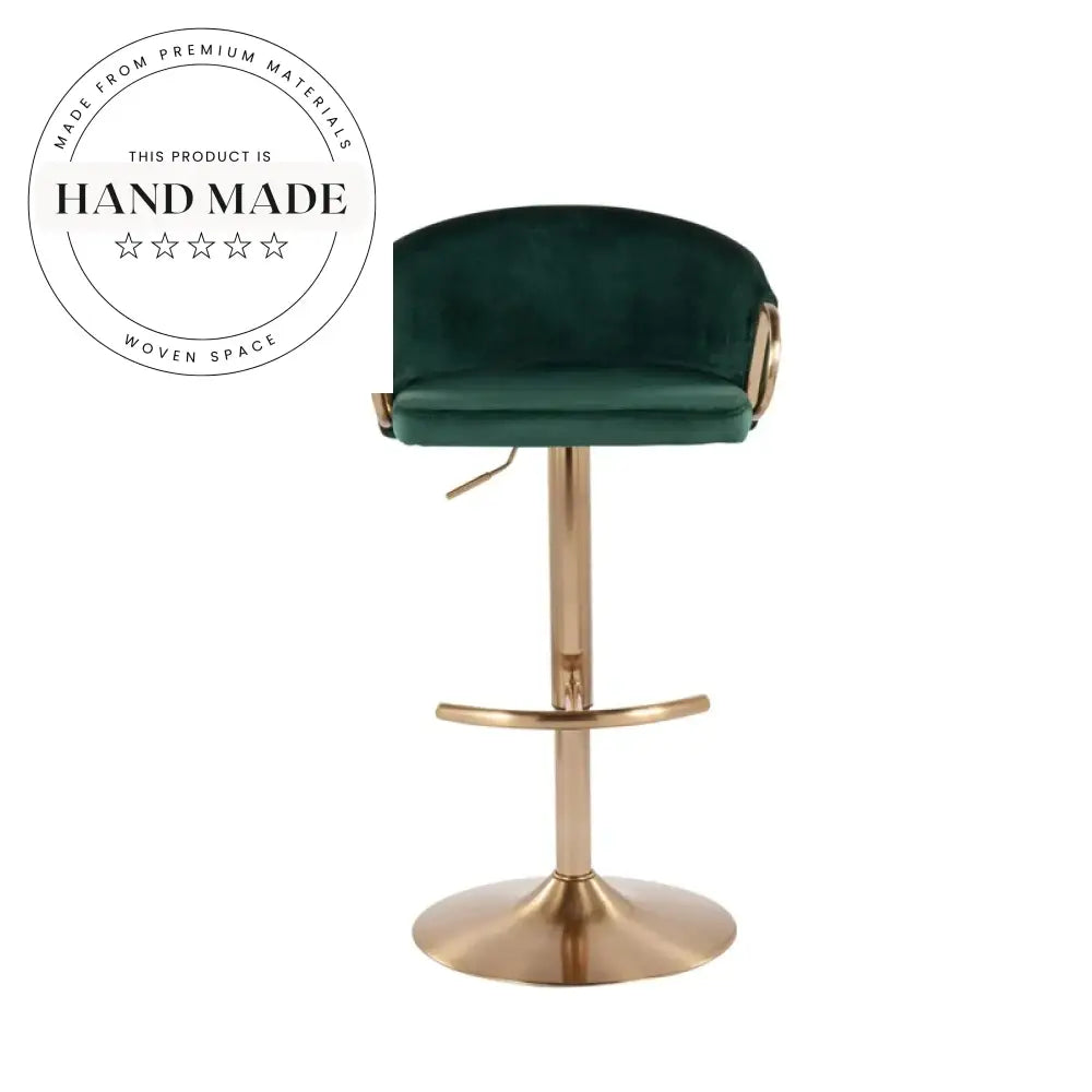 Luxury Modern Swivel Velvet Bar Stool with Gold Metal Frame