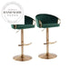 Luxury Modern Swivel Velvet Bar Stool with Gold Metal Frame