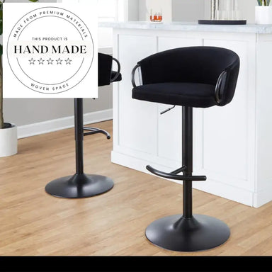 Luxury Modern Swivel Velvet Bar Stool with Gold Metal Frame