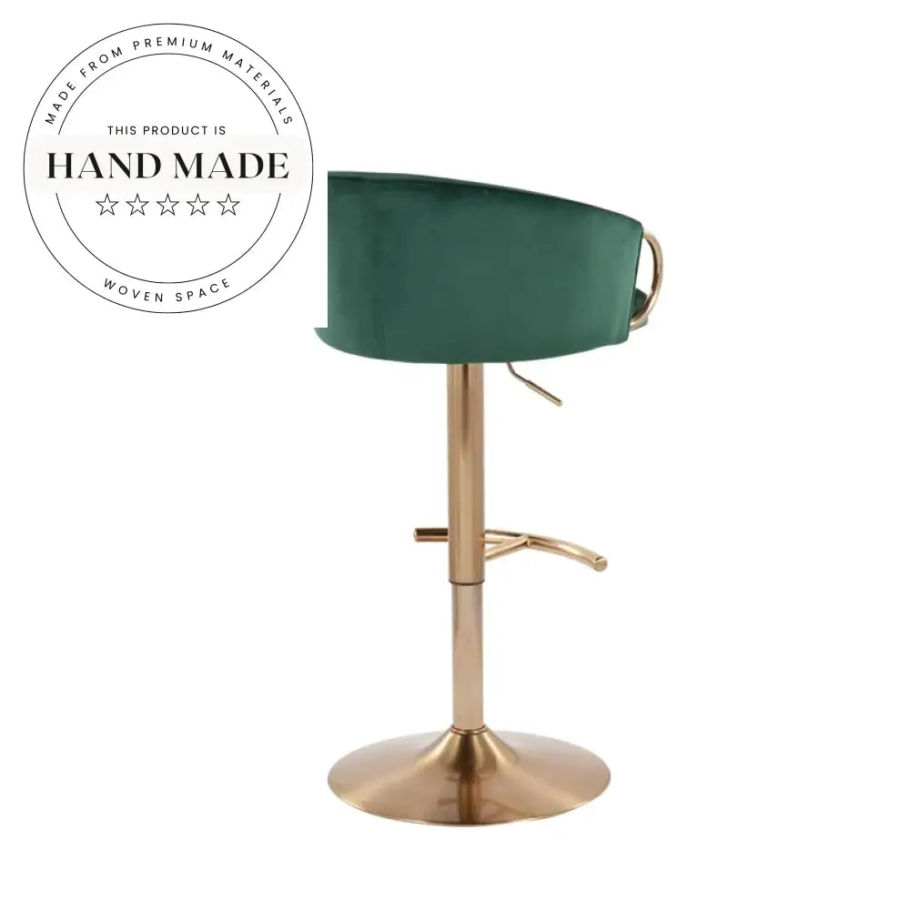 Luxury Modern Swivel Velvet Bar Stool with Gold Metal Frame