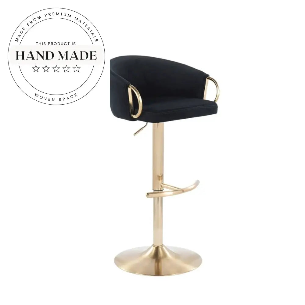 Luxury Modern Swivel Velvet Bar Stool with Gold Metal Frame