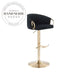 Luxury Modern Swivel Velvet Bar Stool with Gold Metal Frame