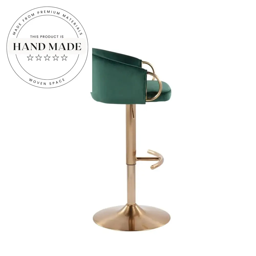 Luxury Modern Swivel Velvet Bar Stool with Gold Metal Frame