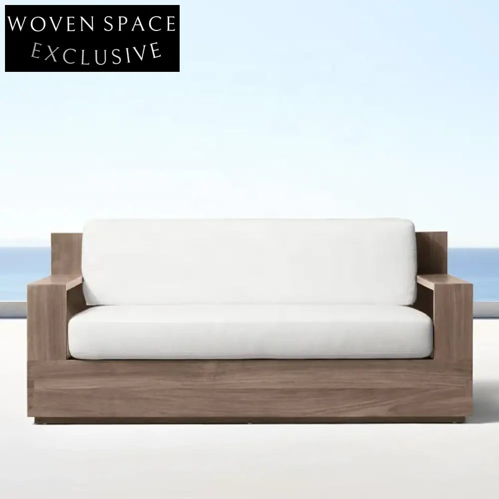 Luxury Modern Teak Wood Outdoor Sectional Sofa Set with Plush Cushions